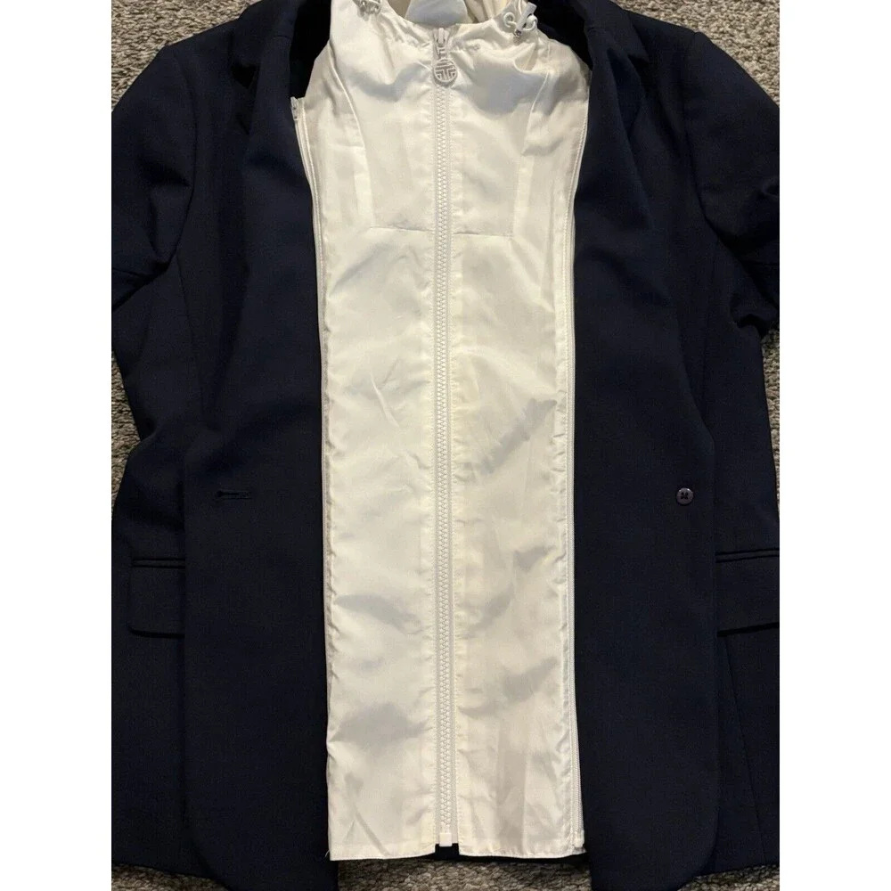 Tory Burch Sport Convertible Blazer With Hood Women’s‎ Size Large Blue White